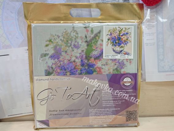 Картина стразами Вишуканий букет, набір 178524 Go to Art Діамантові ручки на підрамнику