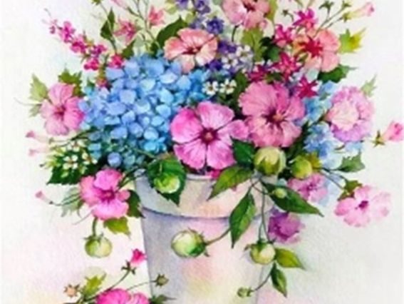 Картина стразами Горщик квітів, набір 178527 Go to Art Діамантові ручки на підрамнику