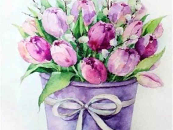 Картина стразами 178530 Тюльпани Go to Art Діамантові ручки на підрамнику