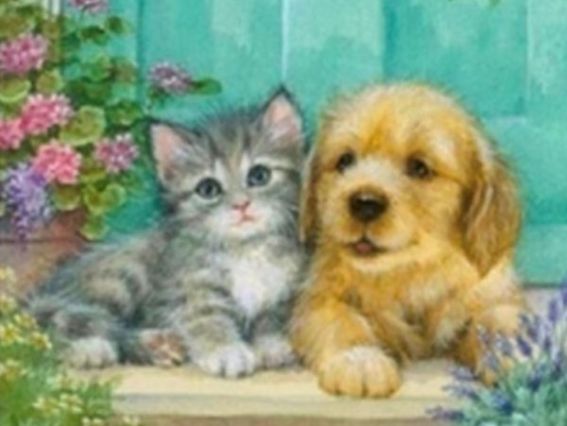 Картина стразами Просто друзі, набір 178547 Go to Art Діамантові ручки на підрамнику