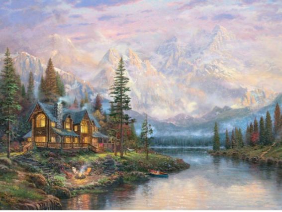 Картина стразами Будинок у горах, 178898 Go to Art Діамантові ручки на підрамнику