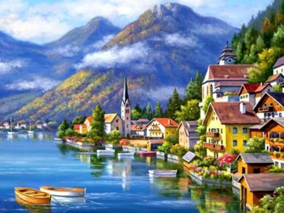 Картина стразами Морський пейзаж, 178946 Go to Art Діамантові ручки на підрамнику