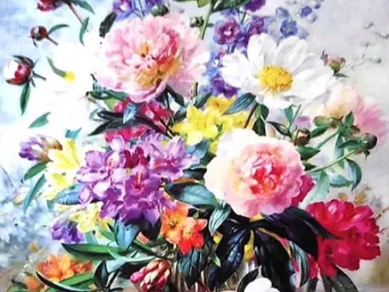 Картина стразами 178957 Квітковий настрій Go to Art Діамантові ручки на підрамнику