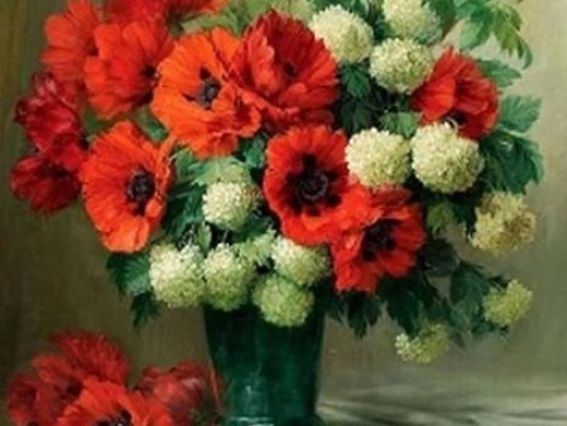 Картина стразами Букет з маками, 178967 Go to Art Діамантові ручки на підрамнику