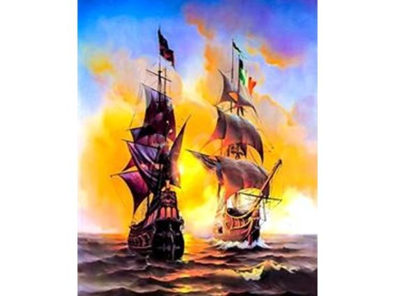 Картина стразами 178981т На сонячних хвилях, набір з тримачем Go to Art Діамантові ручки 