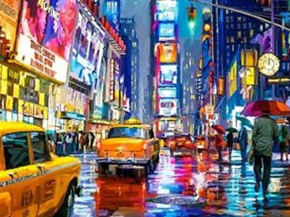 Картина стразами 178989т Нічне місто, набір з тримачем Go to Art Діамантові ручки 