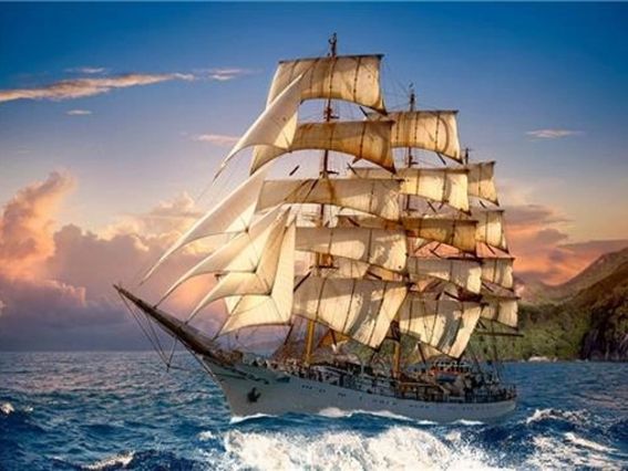 Картина стразами 187019 Путешествие под парусами, набор Go to Art Диамантовые ручки на подрамнике 