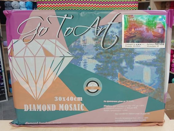 Картина стразами 187052 Романтична ніч набір Go to Art Діамантові ручки на підрамнику (GLD62676)