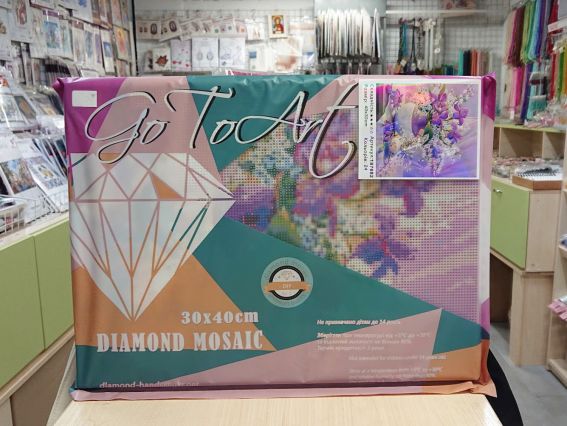 Картина стразами Букет с ирисами, набор 187082 Go to Art Диамантовые ручки на подрамнике