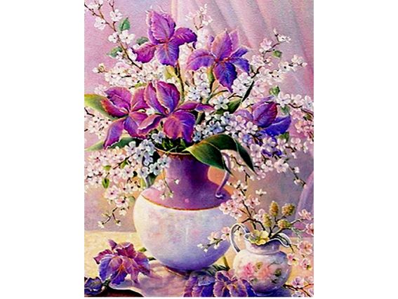 Картина стразами Букет с ирисами, набор 187082 Go to Art Диамантовые ручки на подрамнике