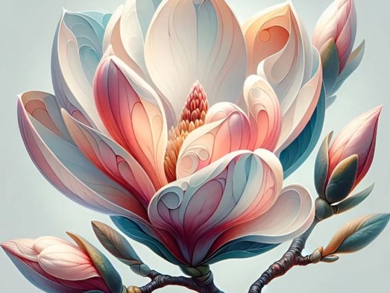 Картина стразами 187105 Квітка магнолії, Go to Art Діамантові ручки на підрамнику