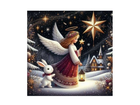 Картина стразами 187106 Різдвяна історія, набір Go to Art Діамантові ручки на підрамнику