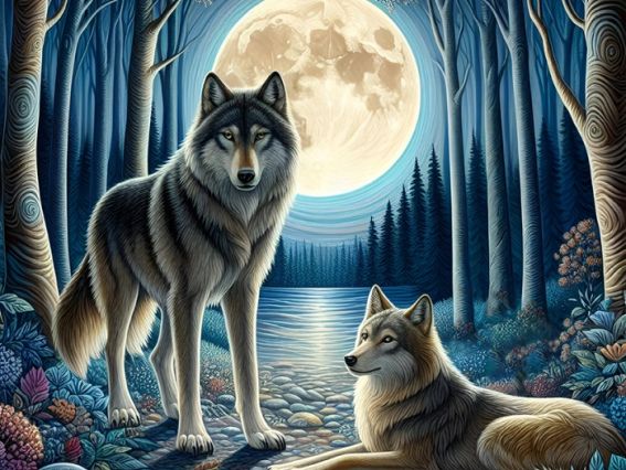 Картина стразами 187112 Навсегда вместе (волки) Go to Art Диамантовые ручки на подрамнике