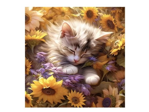 Картина стразами 187113 Мирний сон (кошеня ) Go to Art Діамантові ручки на підрамнику