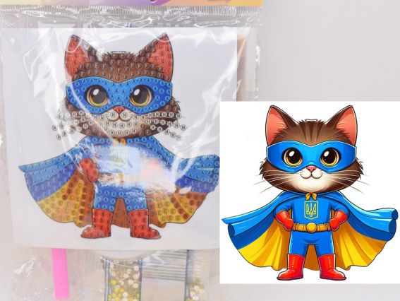 Наклейка Котик-защитник, Go to Art, 187123 набор для творчества со стразами 