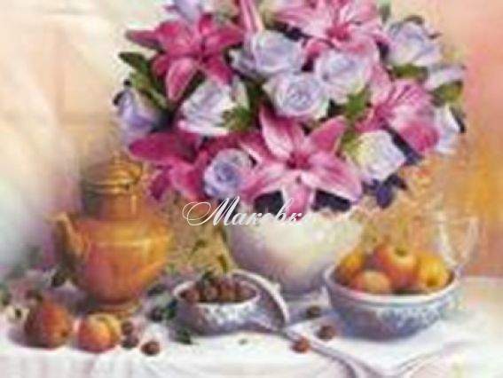 Натюрморт с лилиями, Диамантовые ручки набор для творчества со стразами 188052  Натюрморт с лилиями, Диамантовые ручки набор для творчества со стразами 188052 