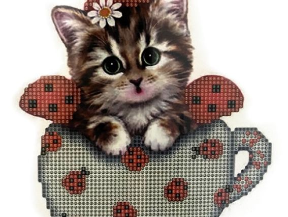 Картина стразами 5D 188154, Кошенятко-Сонечко 188154 Діамантові ручки Go to Art