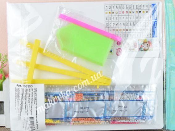 Картина стразами 5D 188353 Весняночка 21х25см Діамантові ручки, підставка  