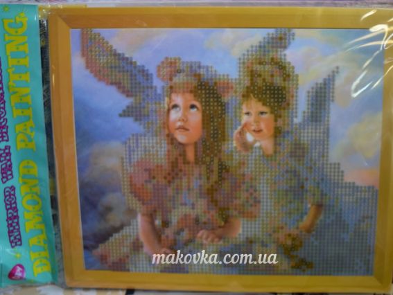 Картина стразами 5D 188436 Янголи JA21318, 21х25см Діамантові ручки, підставка