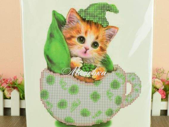 Котенок троль, Диамантовые ручки, 188453 набор для творчества со стразами 5D  Котенок троль, Диамантовые ручки, 188453 набор для творчества со стразами 5D 