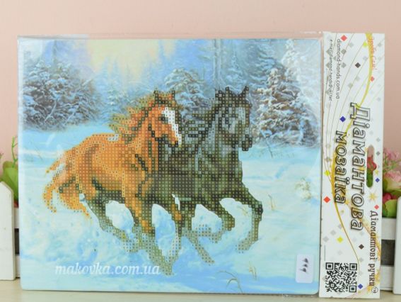 Картина стразами 5D , 188534, Шалений біг 21х25см Діамантові ручки, підставка  JA21150