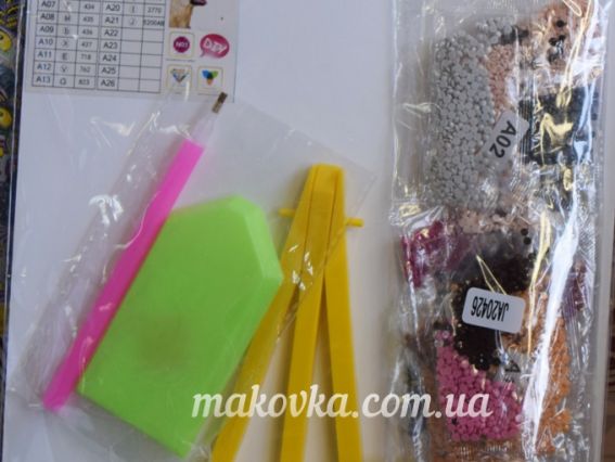 Картина стразами 5D 188647 Добрий песик JA20426 , 21х25см Діамантові ручки, підставка