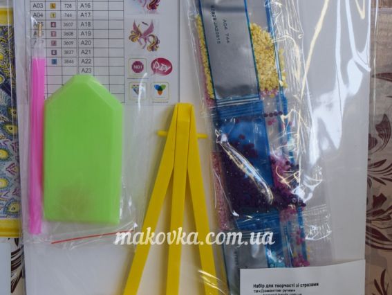 Картина стразами 5D 188649 Казковий единоріг , 21х25см Діамантові ручки, підставка  JA20815