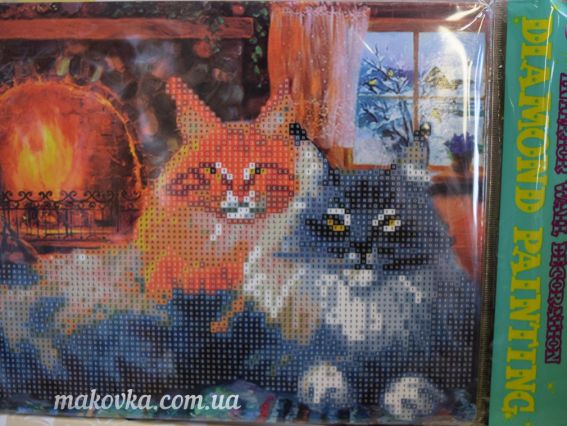 Картина стразами 5D 188654 Пушистые хозяева JA21122, 21х25см Бриллиантовые ручки, подставка 