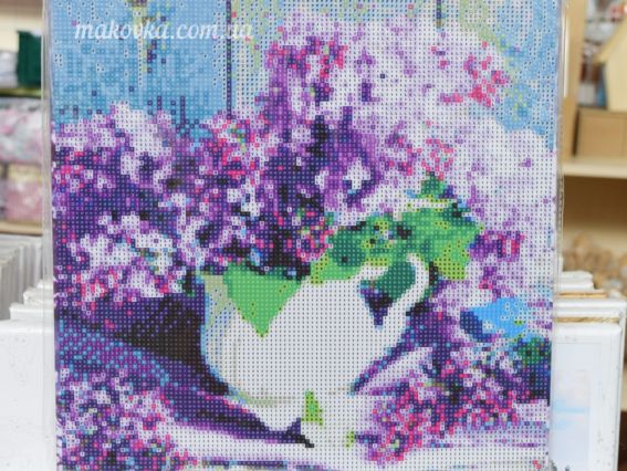 Картина стразами МЕ21368 Бузок, набір 188700 Діамантові ручки на підрамнику