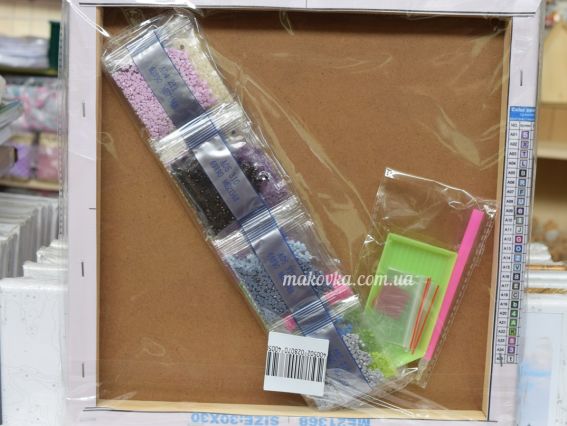 Картина стразами МЕ21368 Бузок, набір 188700 Діамантові ручки на підрамнику