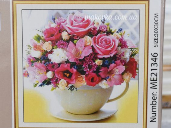 Картина стразами МЕ21346 Ранкові квіти, набір 188710 Діамантові ручки на підрамнику