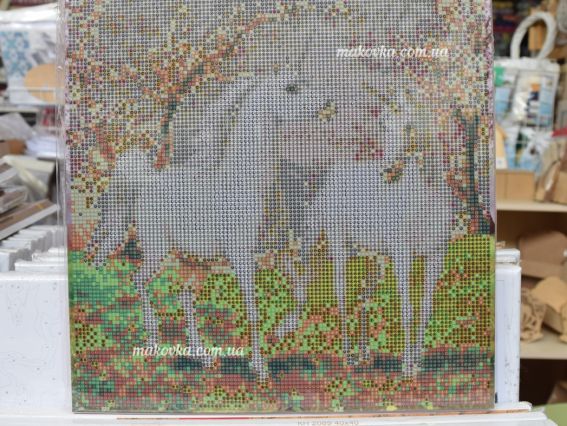 Картина стразами MЕ20086 Чарівні коники (єдинороги), набір 188718 Діамантові ручки на підрамнику