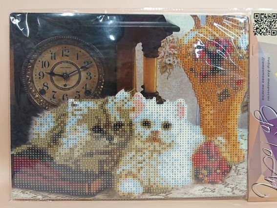 Картина стразами 5D 189045 Пушистые друзья (котики) Go to Art, 21х25см , подставка  