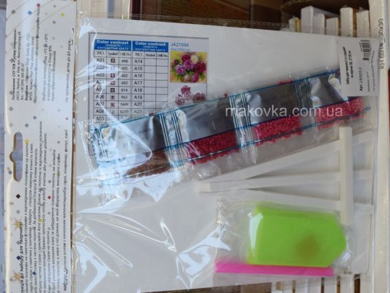 Картина стразами 5D 189053 Букет півоній 21х25см Діамантові ручки, підставка  JA21094