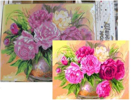 Букет півоній Діамантові ручки, 189053 набір для творчості зі стразами 5D  Букет півоній Діамантові ручки, 189053 набір для творчості зі стразами 5D 