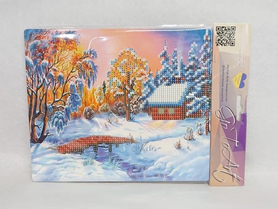 Картина стразами 5D , 189054, Зимова казка Go to Art 21х25см Діамантові ручки, підставка JA29393