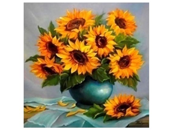 Картина стразами 189206 Сонячний букетик (соняшники) Go to Art Діамантові ручки на підрамнику