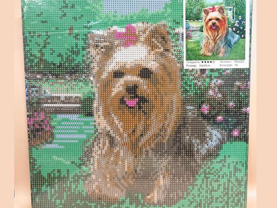 Картина стразами 189220 Адель (Йоркширский терьер) Go to Art Диамантовые ручки на подрамнике