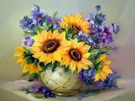 Картина стразами 189271 Улюблені квіти набір Go to Art Діамантові ручки на підрамнику 