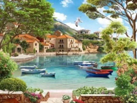 Картина стразами Лазурний берег, набір 189459 Go to Art Діамантові ручки на підрамнику