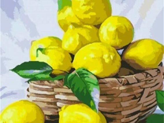 Картина стразами Кошик лимонів, набір 189469 Go to Art Діамантові ручки на підрамнику