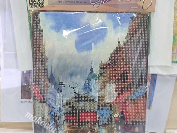 Картина стразами 5D 189566 Трамвай. Львів 21х25см Go to Art, на підставці 