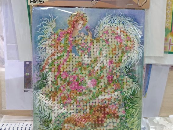 Картина стразами 5D 895675 Україночка  21х25см Go to Art, на підставці 