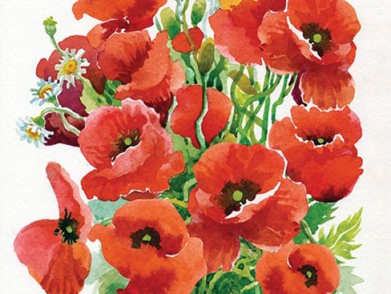 Картина стразами 5D 189568 Маки 21х25см Go to Art, на підставці 