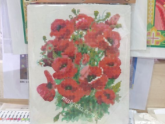 Картина стразами 5D 189568 Маки 21х25см Go to Art, на підставці 