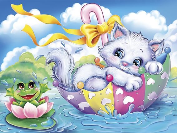 Картина стразами 5D 189576 Кошка-путешественница. Худ Гарбуз Go to Art, 21х25см Диамантовые ручки, подставка JA26035