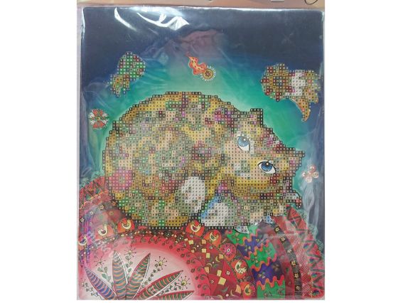 Картина стразами 5D 189589 Котик-клубочок. Худ.Балан 21х25см Go to Art, на підставці 