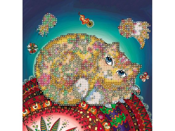 Картина стразами 5D 189589 Котик-клубочок. Худ.Балан 21х25см Go to Art, на підставці 