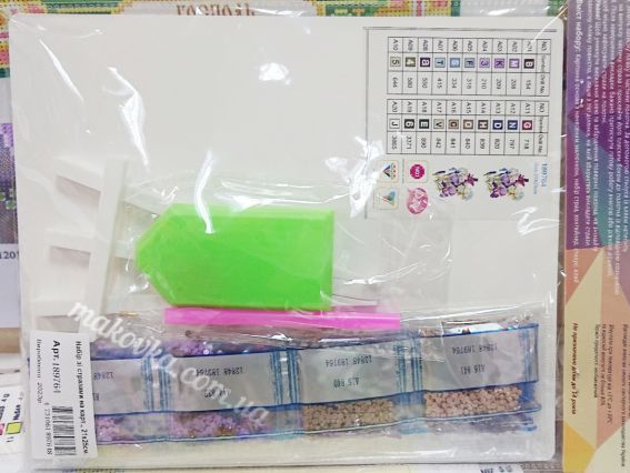 Картина стразами 5D 189764 Іриси 21х25см Go to Art, на підставці 