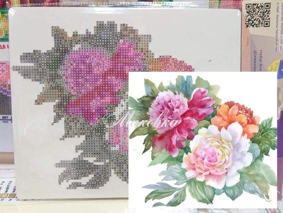 Півонії Go to Art, 189767 набір для творчості зі стразами 5D  Півонії Go to Art, 189767 набір для творчості зі стразами 5D 